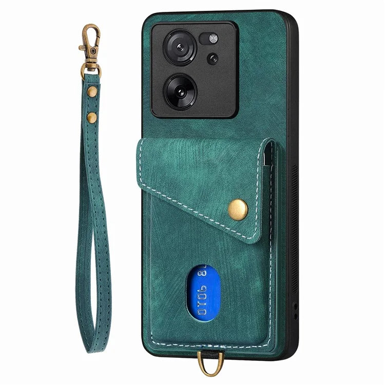 D1 For Xiaomi 13T / 13T Pro / Redmi K60 Ultra Case Card Holder Kickstand PU+PC+TPU Phone Cover