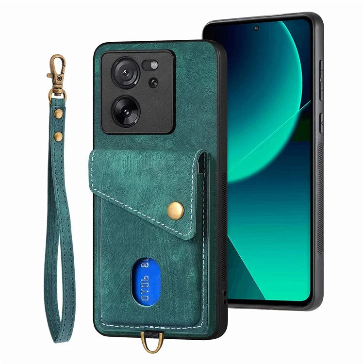 D1 For Xiaomi 13T / 13T Pro / Redmi K60 Ultra Case Card Holder Kickstand PU+PC+TPU Phone Cover