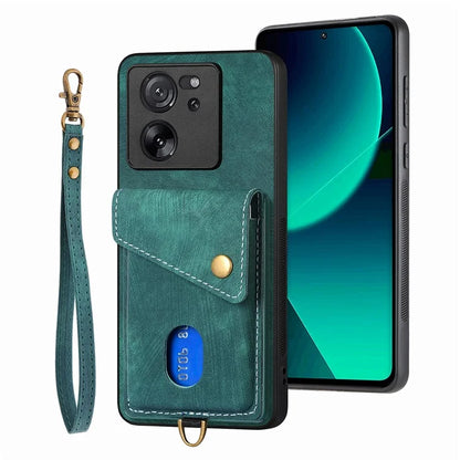 D1 For Xiaomi 13T / 13T Pro / Redmi K60 Ultra Case Card Holder Kickstand PU+PC+TPU Phone Cover