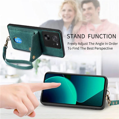 D1 For Xiaomi 13T / 13T Pro / Redmi K60 Ultra Case Card Holder Kickstand PU+PC+TPU Phone Cover