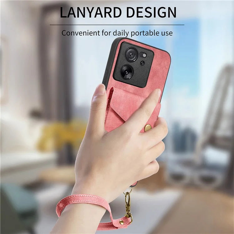 D1 For Xiaomi 13T / 13T Pro / Redmi K60 Ultra Case Card Holder Kickstand PU+PC+TPU Phone Cover