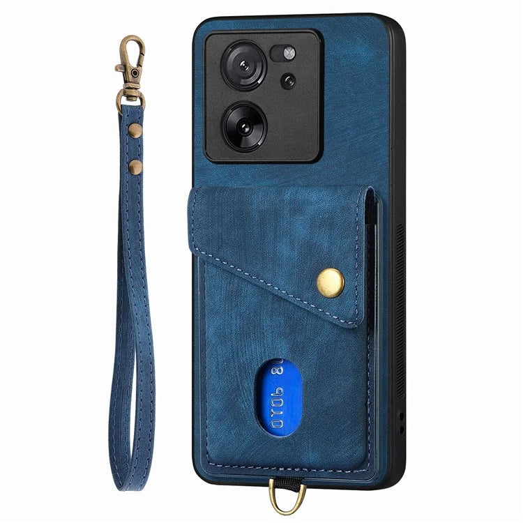 D1 For Xiaomi 13T / 13T Pro / Redmi K60 Ultra Case Card Holder Kickstand PU+PC+TPU Phone Cover