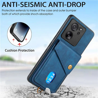 D1 For Xiaomi 13T / 13T Pro / Redmi K60 Ultra Case Card Holder Kickstand PU+PC+TPU Phone Cover