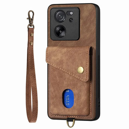 D1 For Xiaomi 13T / 13T Pro / Redmi K60 Ultra Case Card Holder Kickstand PU+PC+TPU Phone Cover