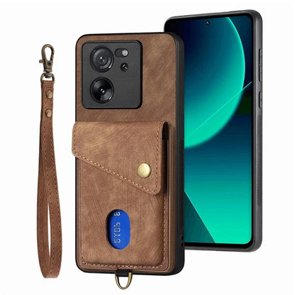 D1 For Xiaomi 13T / 13T Pro / Redmi K60 Ultra Case Card Holder Kickstand PU+PC+TPU Phone Cover