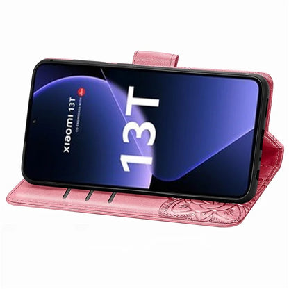 For Xiaomi 13T Pro / 13T / Redmi K60 Ultra Phone Case Butterfly Imprinted Anti-fall Wallet Stand Leather Cover