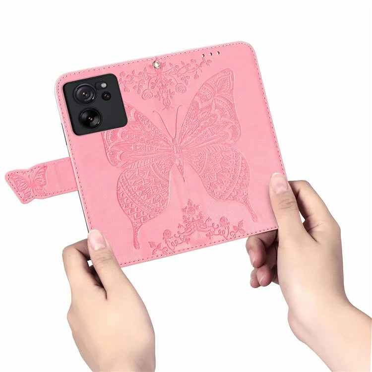 For Xiaomi 13T Pro / 13T / Redmi K60 Ultra Phone Case Butterfly Imprinted Anti-fall Wallet Stand Leather Cover