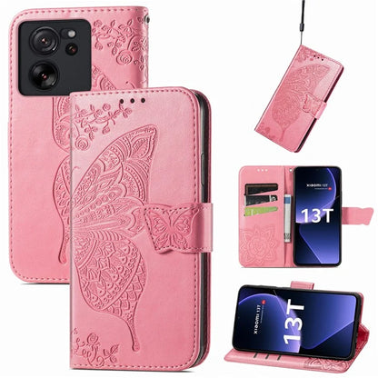 For Xiaomi 13T Pro / 13T / Redmi K60 Ultra Phone Case Butterfly Imprinted Anti-fall Wallet Stand Leather Cover