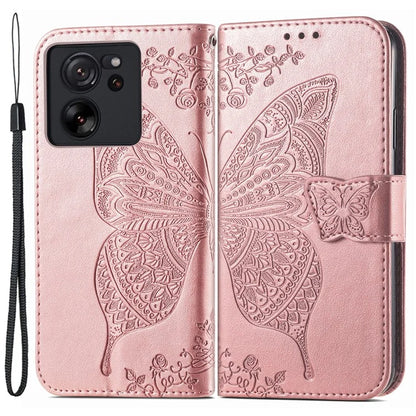For Xiaomi 13T Pro / 13T / Redmi K60 Ultra Phone Case Butterfly Imprinted Anti-fall Wallet Stand Leather Cover