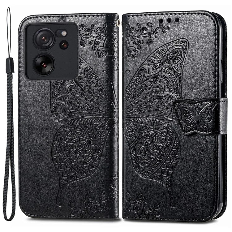 For Xiaomi 13T Pro / 13T / Redmi K60 Ultra Phone Case Butterfly Imprinted Anti-fall Wallet Stand Leather Cover