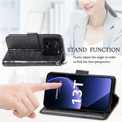 For Xiaomi 13T Pro / 13T / Redmi K60 Ultra Phone Case Butterfly Imprinted Anti-fall Wallet Stand Leather Cover