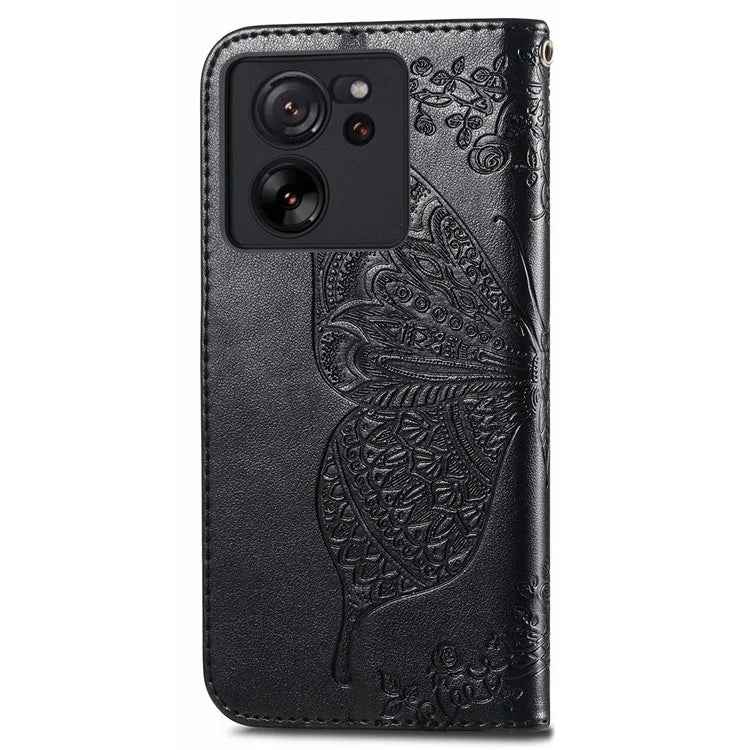 For Xiaomi 13T Pro / 13T / Redmi K60 Ultra Phone Case Butterfly Imprinted Anti-fall Wallet Stand Leather Cover