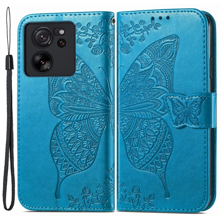 For Xiaomi 13T Pro / 13T / Redmi K60 Ultra Phone Case Butterfly Imprinted Anti-fall Wallet Stand Leather Cover