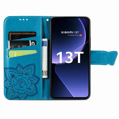 For Xiaomi 13T Pro / 13T / Redmi K60 Ultra Phone Case Butterfly Imprinted Anti-fall Wallet Stand Leather Cover