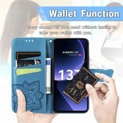 For Xiaomi 13T Pro / 13T / Redmi K60 Ultra Phone Case Butterfly Imprinted Anti-fall Wallet Stand Leather Cover