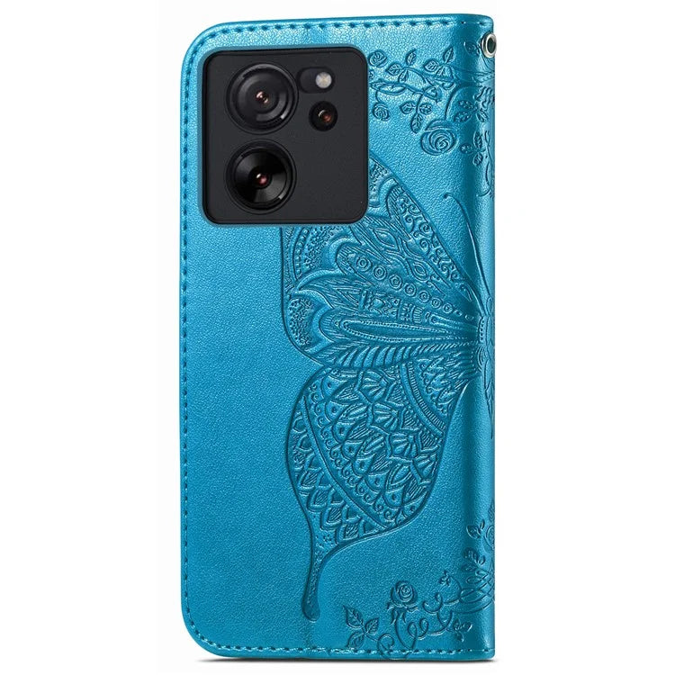 For Xiaomi 13T Pro / 13T / Redmi K60 Ultra Phone Case Butterfly Imprinted Anti-fall Wallet Stand Leather Cover