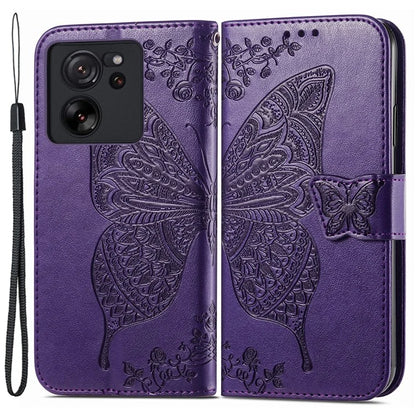 For Xiaomi 13T Pro / 13T / Redmi K60 Ultra Phone Case Butterfly Imprinted Anti-fall Wallet Stand Leather Cover