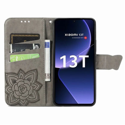 For Xiaomi 13T Pro / 13T / Redmi K60 Ultra Phone Case Butterfly Imprinted Anti-fall Wallet Stand Leather Cover