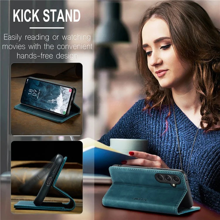 CASEME 013 Series For Samsung Galaxy S23 FE Case PU Leather Stand Folio Phone Cover