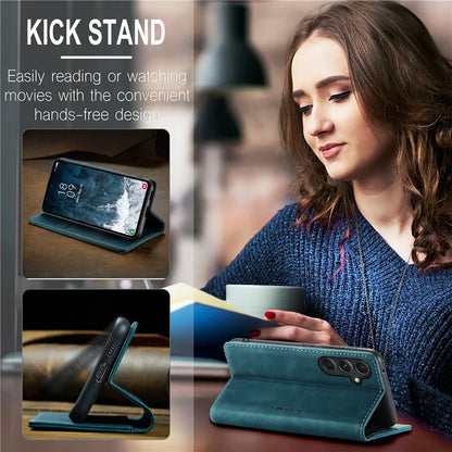 CASEME 013 Series For Samsung Galaxy S23 FE Case PU Leather Stand Folio Phone Cover