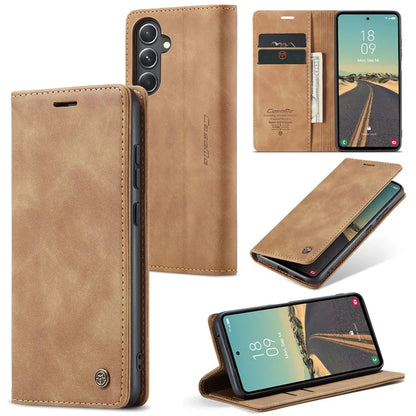 CASEME 013 Series For Samsung Galaxy S23 FE Case PU Leather Stand Folio Phone Cover