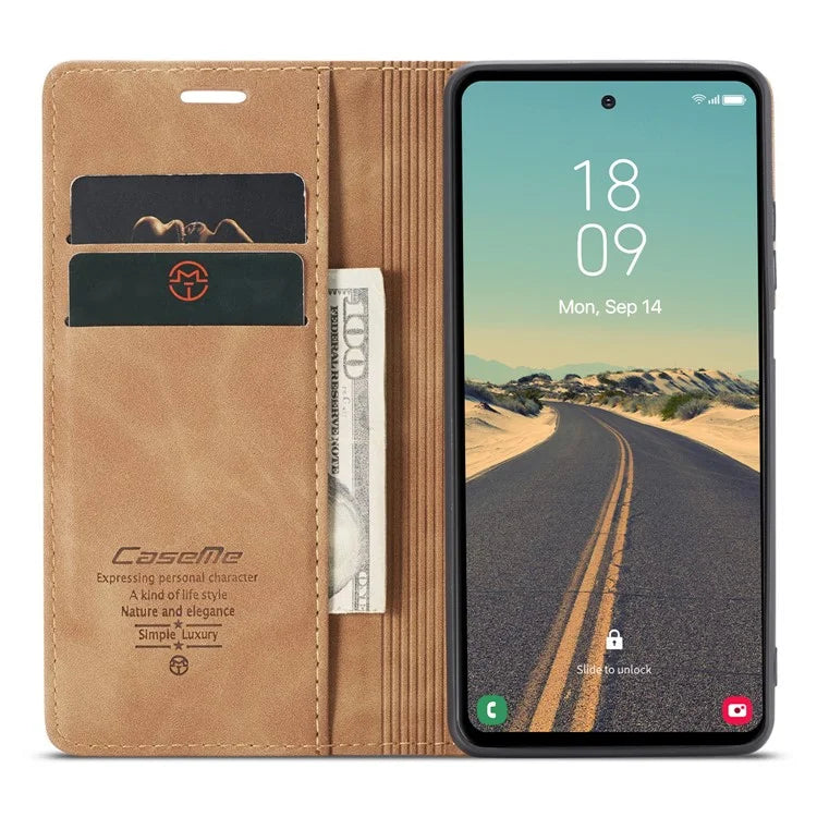 CASEME 013 Series For Samsung Galaxy S23 FE Case PU Leather Stand Folio Phone Cover