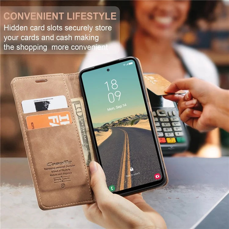 CASEME 013 Series For Samsung Galaxy S23 FE Case PU Leather Stand Folio Phone Cover