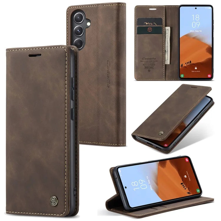 CASEME 013 Series For Samsung Galaxy S23 FE Case PU Leather Stand Folio Phone Cover