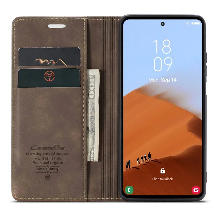 CASEME 013 Series For Samsung Galaxy S23 FE Case PU Leather Stand Folio Phone Cover
