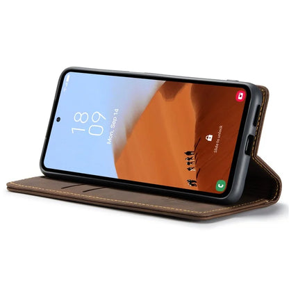 CASEME 013 Series For Samsung Galaxy S23 FE Case PU Leather Stand Folio Phone Cover
