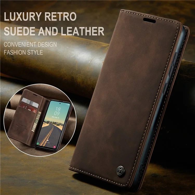 CASEME 013 Series For Samsung Galaxy S23 FE Case PU Leather Stand Folio Phone Cover