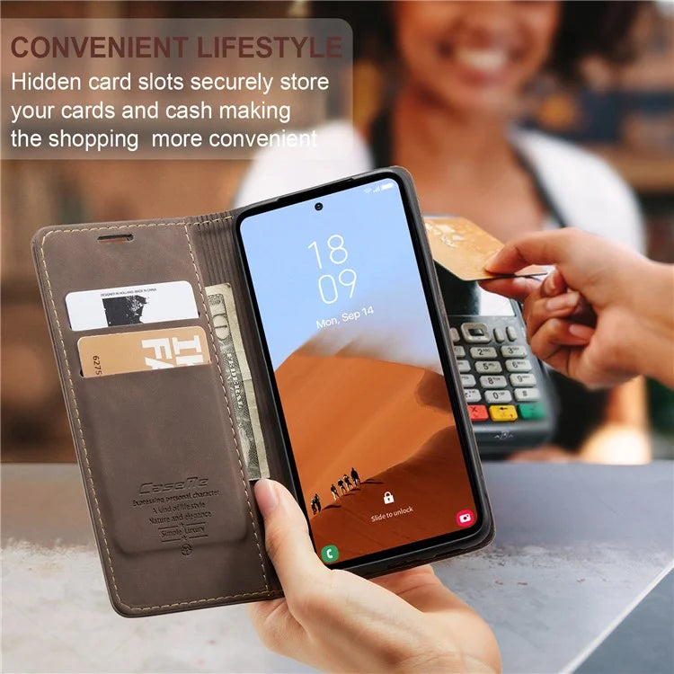 CASEME 013 Series For Samsung Galaxy S23 FE Case PU Leather Stand Folio Phone Cover
