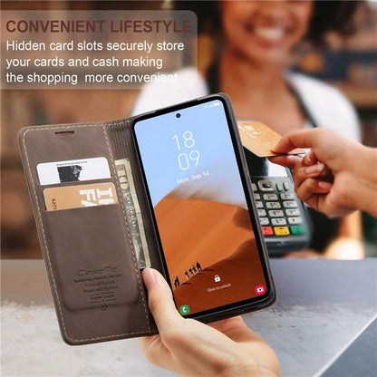 CASEME 013 Series For Samsung Galaxy S23 FE Case PU Leather Stand Folio Phone Cover