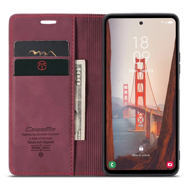 CASEME 013 Series For Samsung Galaxy S23 FE Case PU Leather Stand Folio Phone Cover