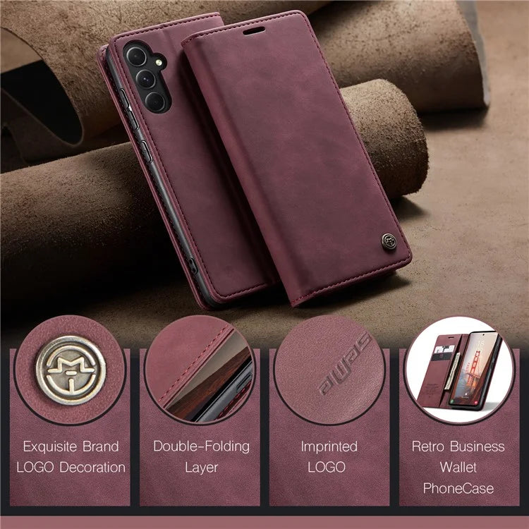 CASEME 013 Series For Samsung Galaxy S23 FE Case PU Leather Stand Folio Phone Cover