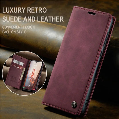 CASEME 013 Series For Samsung Galaxy S23 FE Case PU Leather Stand Folio Phone Cover