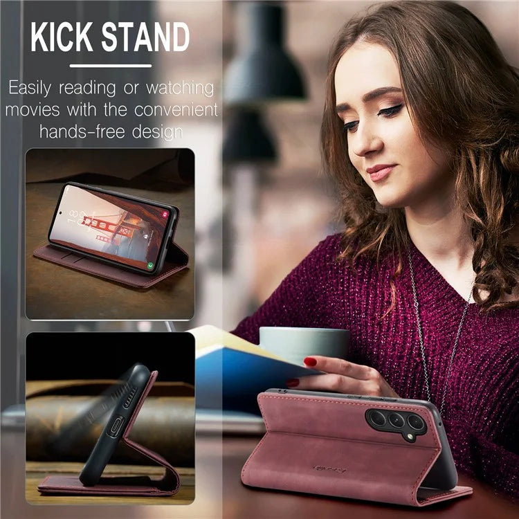 CASEME 013 Series For Samsung Galaxy S23 FE Case PU Leather Stand Folio Phone Cover