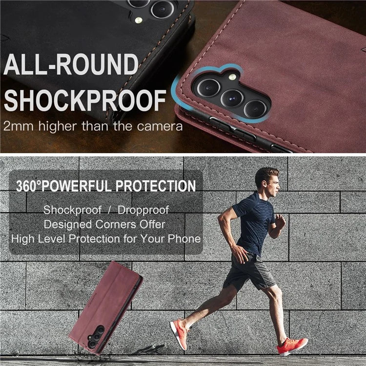 CASEME 013 Series For Samsung Galaxy S23 FE Case PU Leather Stand Folio Phone Cover