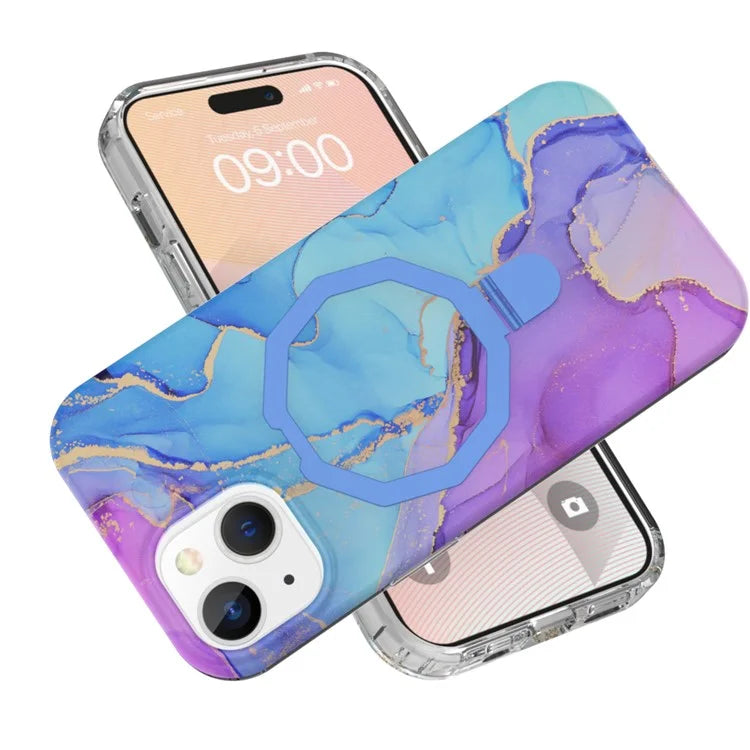 GW18 For iPhone 15 Plus Case Magnetic PC + TPU Kickstand Phone Cover