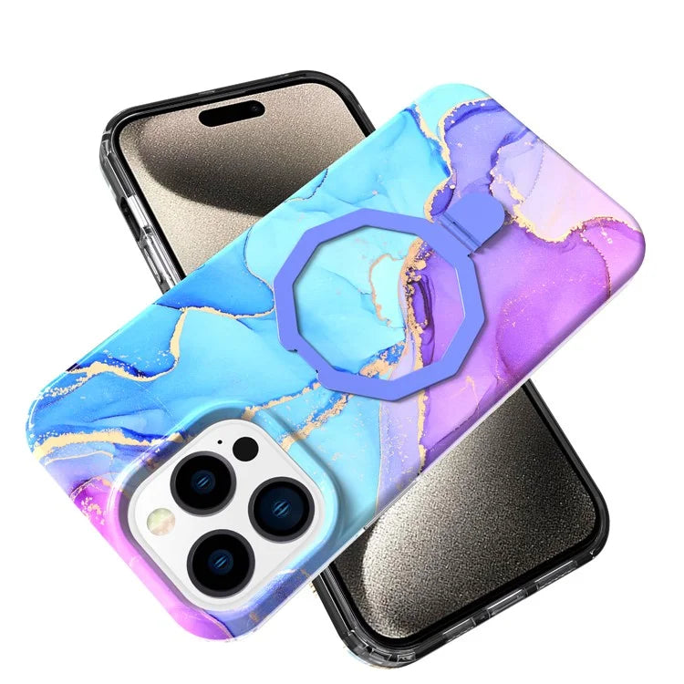 GW18 For iPhone 15 Pro Case IMD Pattern Magnetic PC + TPU Phone Protector