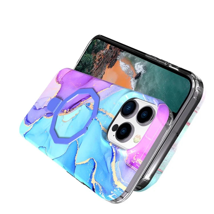 GW18 For iPhone 15 Pro Case IMD Pattern Magnetic PC + TPU Phone Protector