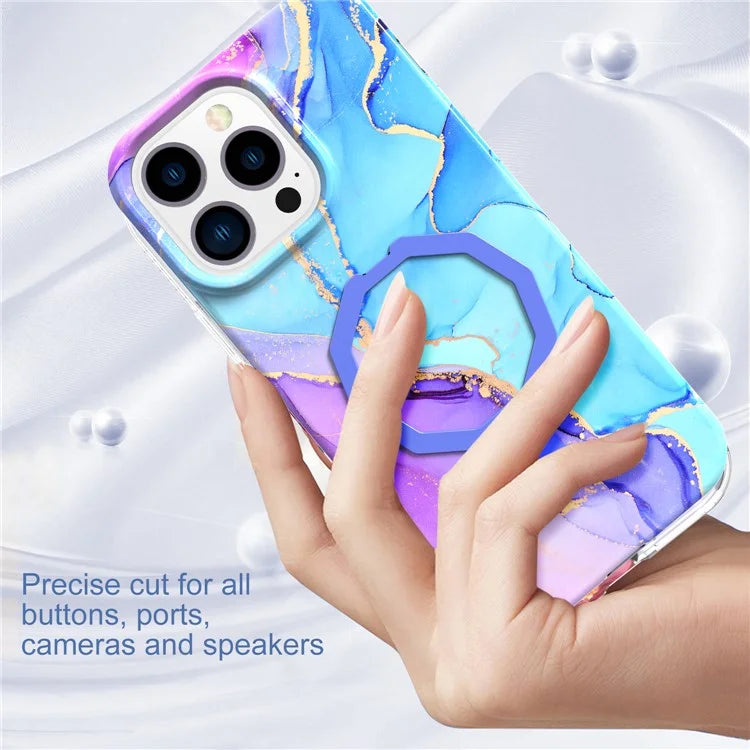 GW18 For iPhone 15 Pro Case IMD Pattern Magnetic PC + TPU Phone Protector