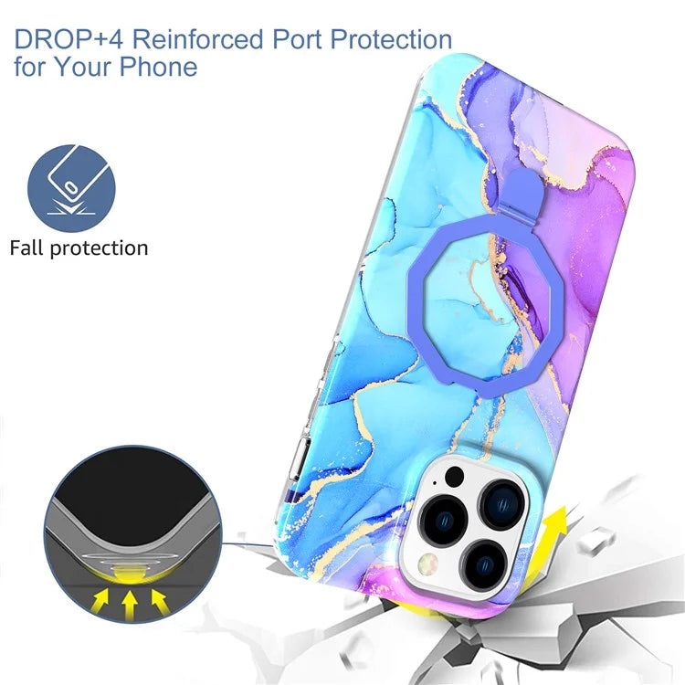 GW18 For iPhone 15 Pro Case IMD Pattern Magnetic PC + TPU Phone Protector