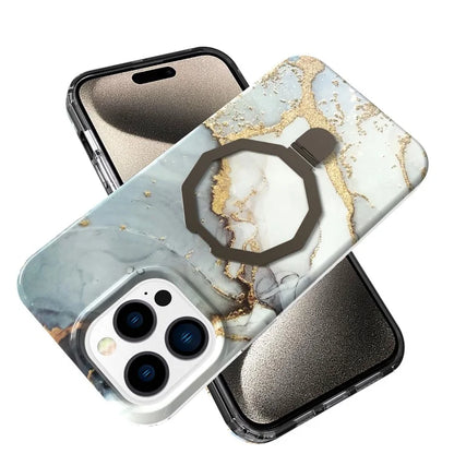 GW18 For iPhone 15 Pro Case IMD Pattern Magnetic PC + TPU Phone Protector