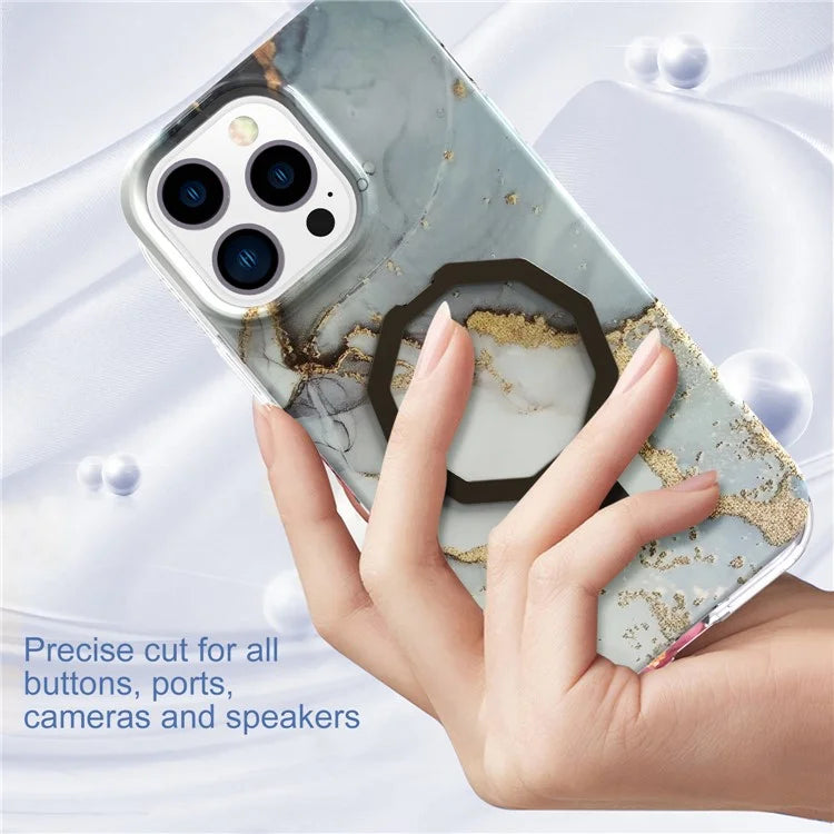 GW18 For iPhone 15 Pro Case IMD Pattern Magnetic PC + TPU Phone Protector