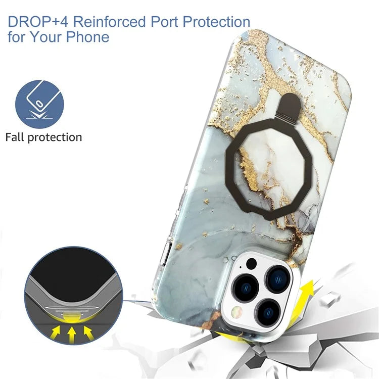 GW18 For iPhone 15 Pro Case IMD Pattern Magnetic PC + TPU Phone Protector