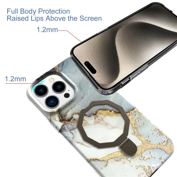 GW18 For iPhone 15 Pro Case IMD Pattern Magnetic PC + TPU Phone Protector