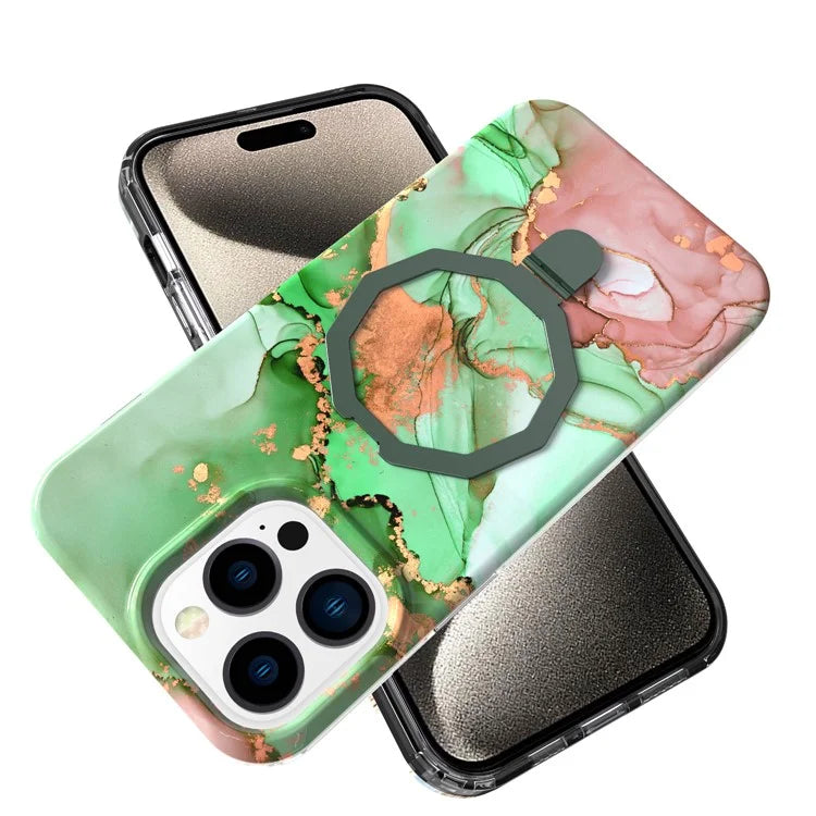 GW18 For iPhone 15 Pro Case IMD Pattern Magnetic PC + TPU Phone Protector