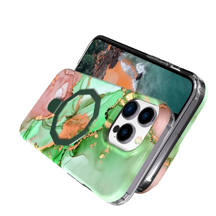 GW18 For iPhone 15 Pro Case IMD Pattern Magnetic PC + TPU Phone Protector