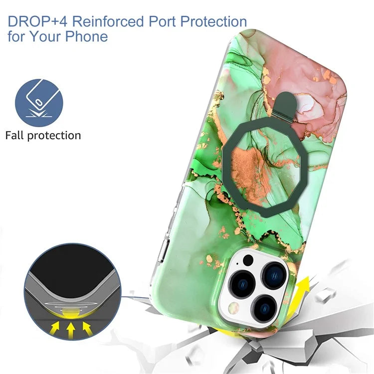 GW18 For iPhone 15 Pro Case IMD Pattern Magnetic PC + TPU Phone Protector